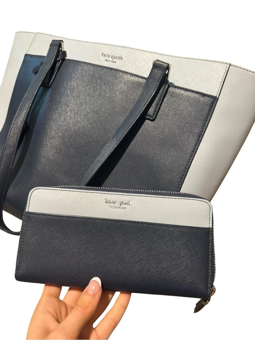 Kate Spade Two Tone Blue Zip-Around Wallet
